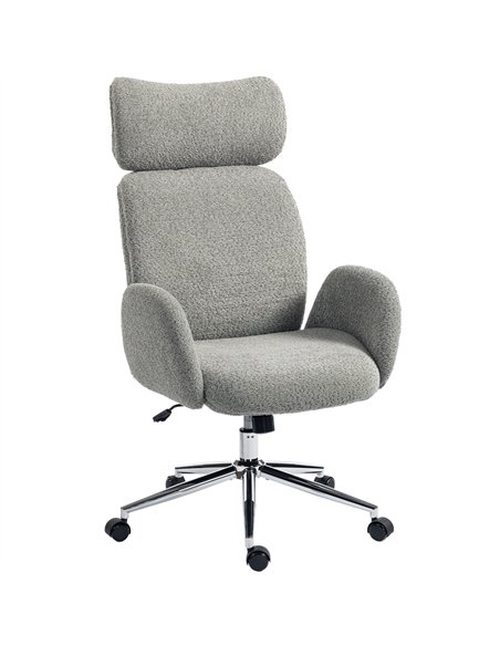 HOMCOM Office Chair with Adjustable Headrest, Spring Pack, Curved Line, Boucle Fabric - Charcoal Grey - pic 170781 | FastDaddyshop