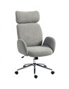 HOMCOM Office Chair with Adjustable Headrest, Spring Pack, Curved Line, Boucle Fabric - Charcoal Grey