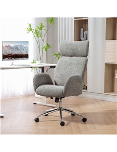 HOMCOM Office Chair with Adjustable Headrest, Spring Pack, Curved Line, Boucle Fabric - Charcoal Grey 2