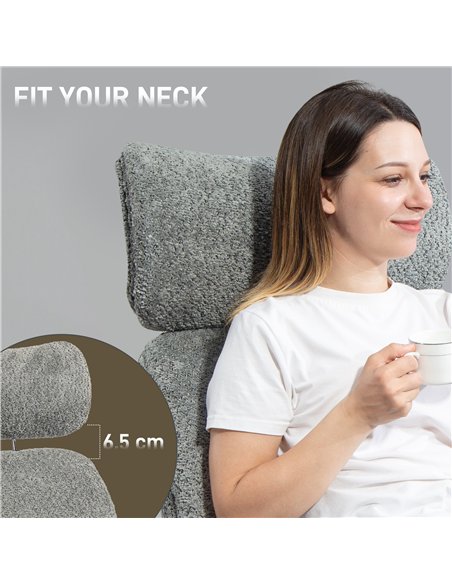 HOMCOM Office Chair with Adjustable Headrest, Spring Pack, Curved Line, Boucle Fabric - Charcoal Grey - pic 170787 | FastDaddyshop