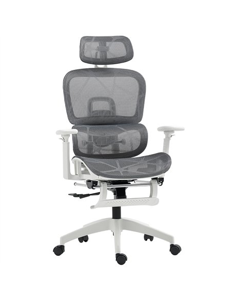 HOMCOM Multi-Adjustable Mesh Office Chair - Grey and White - pic 170790 | FastDaddyshop