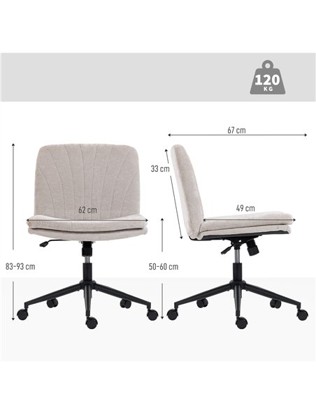 HOMCOM Criss Cross Chair with Wheels, No Arms - Beige - pic 170801 | FastDaddyshop