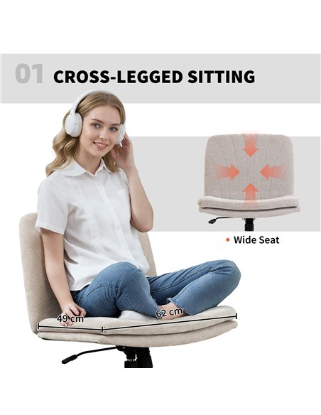 HOMCOM Criss Cross Chair with Wheels, No Arms - Beige - pic 170802 | FastDaddyshop