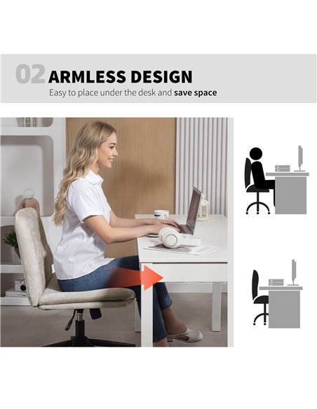 HOMCOM Criss Cross Chair with Wheels, No Arms - Beige - pic 170803 | FastDaddyshop