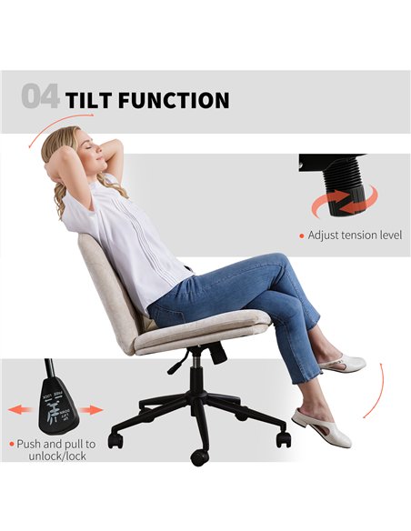 HOMCOM Criss Cross Chair with Wheels, No Arms - Beige - pic 170805 | FastDaddyshop