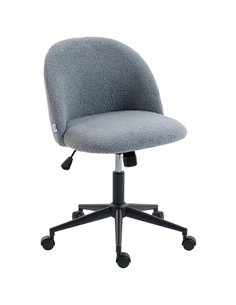 HOMCOM Teddy Fleece Office Chair with Wheels - Grey