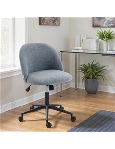 HOMCOM Teddy Fleece Office Chair with Wheels - Grey 2