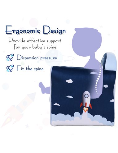 Homcom Kids Armchair, Sofa Tub Chair with Wooden Frame, Blue Cartoon Rocket Pattern