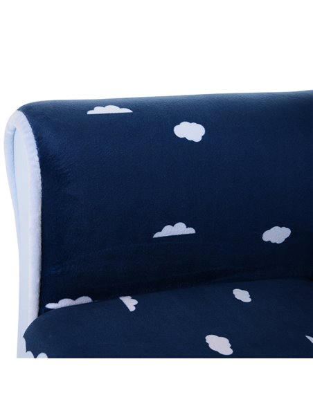 Homcom Kids Armchair, Sofa Tub Chair with Wooden Frame, Blue Cartoon Rocket Pattern - pic 17083 | FastDaddyshop