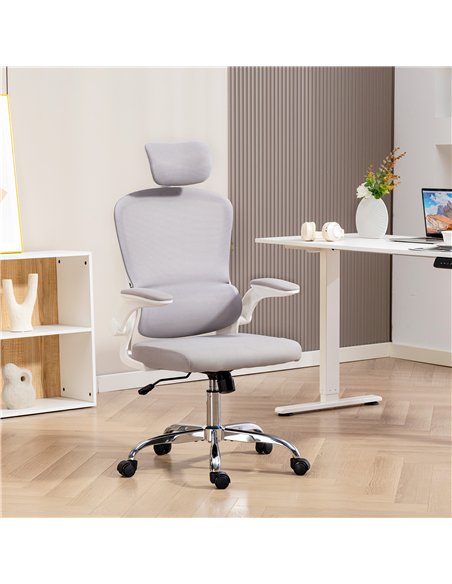 HOMCOM Mesh Back Office Chair, with Lumbar Support - Grey - pic 170854 | FastDaddyshop