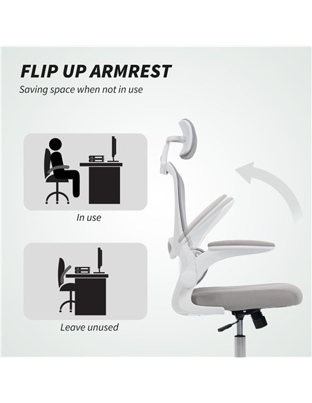 HOMCOM Mesh Back Office Chair, with Lumbar Support - Grey - pic 170859 | FastDaddyshop