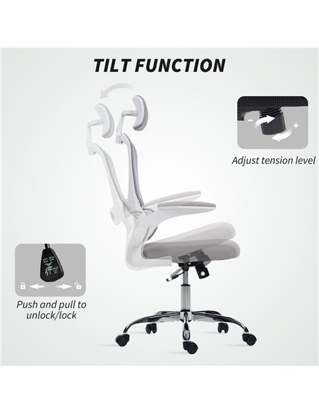 HOMCOM Mesh Back Office Chair, with Lumbar Support - Grey - pic 170860 | FastDaddyshop