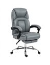 HOMCOM Faux Leather Reclining Office Chair, with Footrest - Grey