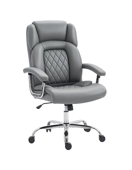 HOMCOM Big and Tall Office Chair 180kg with Spring Cushion, PU Leather - Grey - pic 170871 | FastDaddyshop