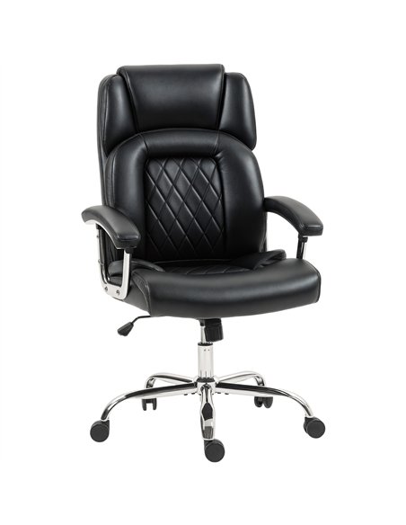 HOMCOM Big and Tall Office Chair 180kg with Spring Cushion, PU Leather - Black - pic 170880 | FastDaddyshop