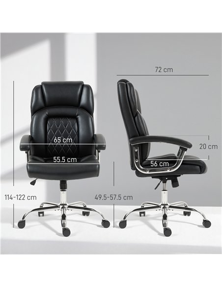HOMCOM Big and Tall Office Chair 180kg with Spring Cushion, PU Leather - Black - pic 170882 | FastDaddyshop