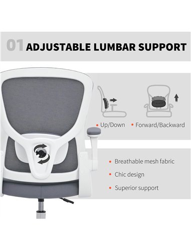 HOMCOM Draughtsman Chair, with Adjustable Lumbar - Charcoal Grey
