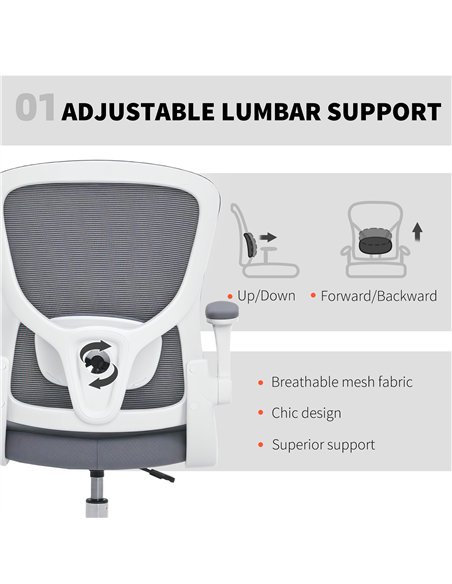HOMCOM Draughtsman Chair, with Adjustable Lumbar - Charcoal Grey - pic 170892 | FastDaddyshop