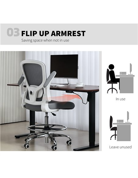 HOMCOM Draughtsman Chair, with Adjustable Lumbar - Charcoal Grey - pic 170894 | FastDaddyshop