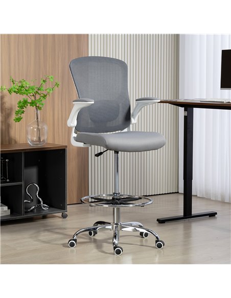 HOMCOM Draughtsman Chair, with Adjustable Lumbar - Charcoal Grey - pic 170897 | FastDaddyshop