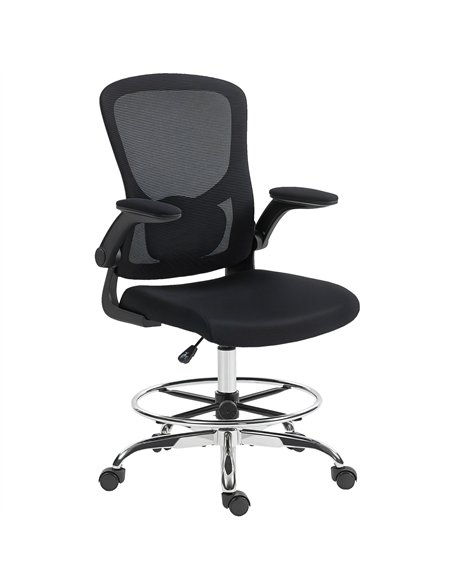 HOMCOM Draughtsman Chair, with Adjustable Lumbar - Black - pic 170898 | FastDaddyshop