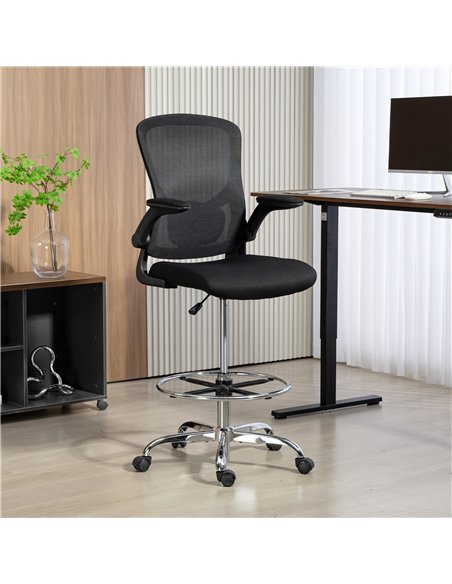 HOMCOM Draughtsman Chair, with Adjustable Lumbar - Black - pic 170906 | FastDaddyshop