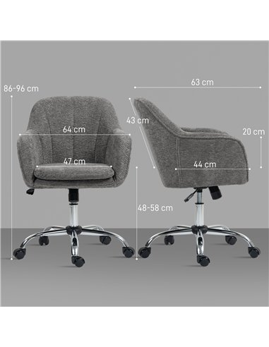 HOMCOM Velvet-Feel Office Chair - Grey