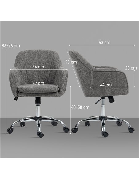 HOMCOM Velvet-Feel Office Chair - Grey - pic 170909 | FastDaddyshop