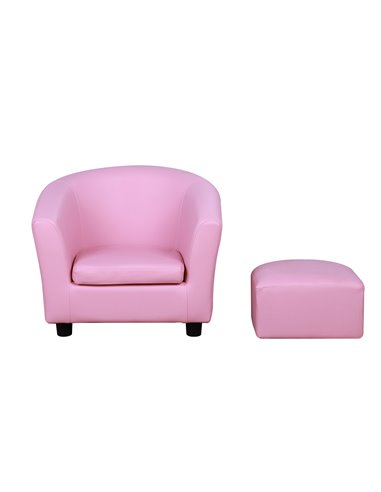 HOMCOM Kids Toddler Sofa Children's Armchair Footstool Non-Slip Feet Girl Boy Bedroom Playroom Seating Chair Pink