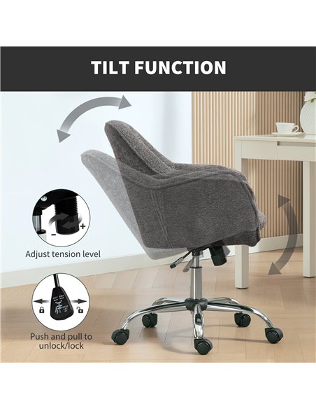 HOMCOM Velvet-Feel Office Chair - Grey - pic 170912 | FastDaddyshop
