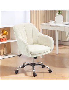 HOMCOM Velvet-Feel Office Chair - Beige 2