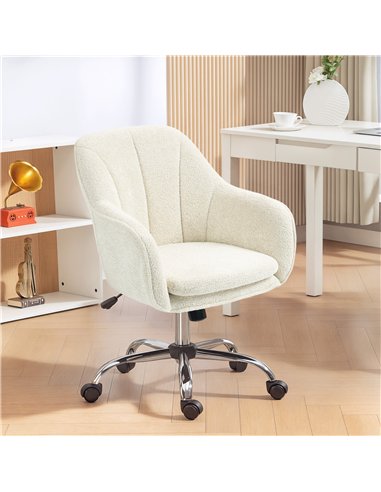 HOMCOM Velvet-Feel Office Chair - Beige
