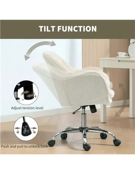 HOMCOM Velvet-Feel Office Chair - Beige - pic 170921 | FastDaddyshop