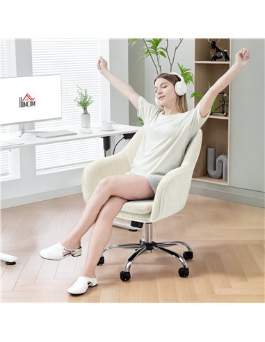 HOMCOM Velvet-Feel Office Chair - Beige