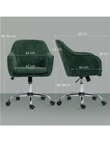 HOMCOM Velvet-Feel Office Chair - Dark Green