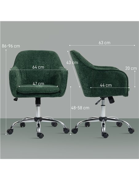 HOMCOM Velvet-Feel Office Chair - Dark Green - pic 170927 | FastDaddyshop