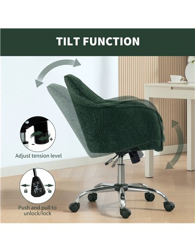HOMCOM Velvet-Feel Office Chair - Dark Green