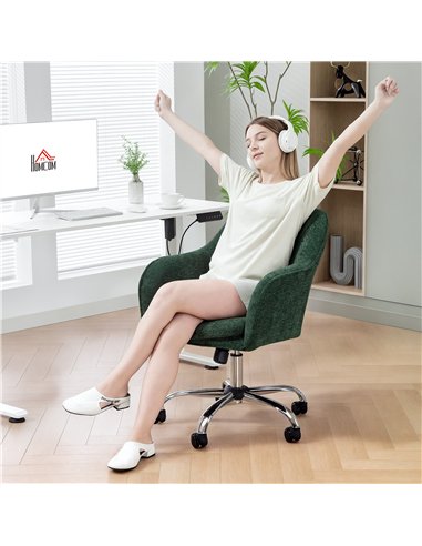 HOMCOM Velvet-Feel Office Chair - Dark Green