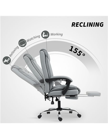 HOMCOM 155° Reclining Faux Leather Swivel Office Chair -Black - pic 170937 | FastDaddyshop