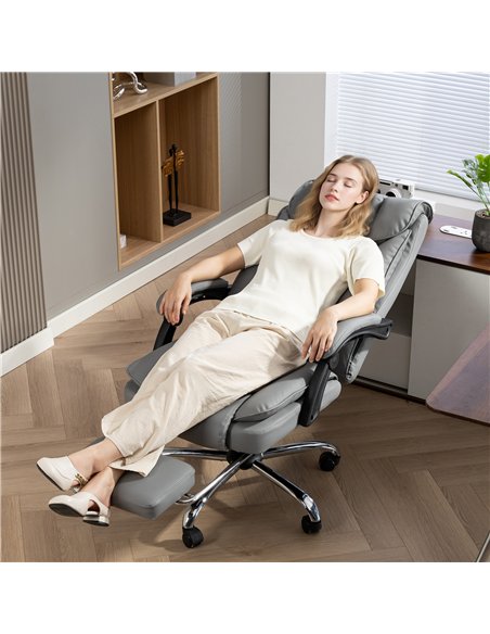 HOMCOM 155° Reclining Faux Leather Swivel Office Chair -Black - pic 170941 | FastDaddyshop