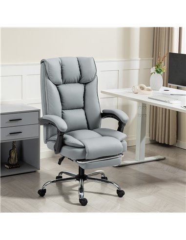 HOMCOM 155° Reclining Faux Leather Swivel Office Chair -Black