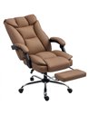 HOMCOM 155° Reclining Faux Leather Swivel Office Chair - Brown