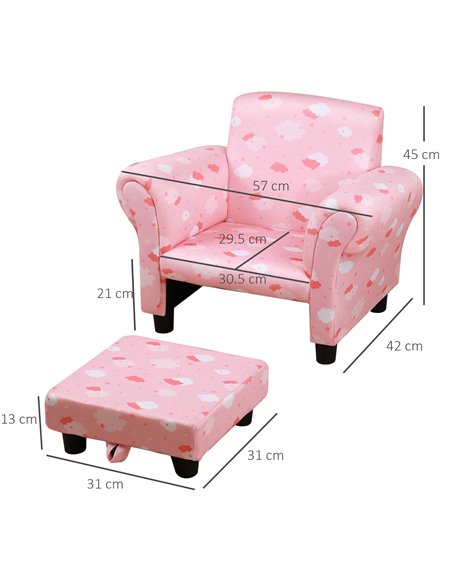 Homcom Kids Cloud-Design Chair with Footrest, Pink - pic 17095 | FastDaddyshop