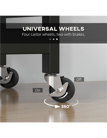 HOMCOM Rolling Kitchen Island Cart, Bar Serving Cart, Compact Trolley on Wheels with Wood Top, Shelves & Drawers for Home Dining - pic 170958 | FastDaddyshop