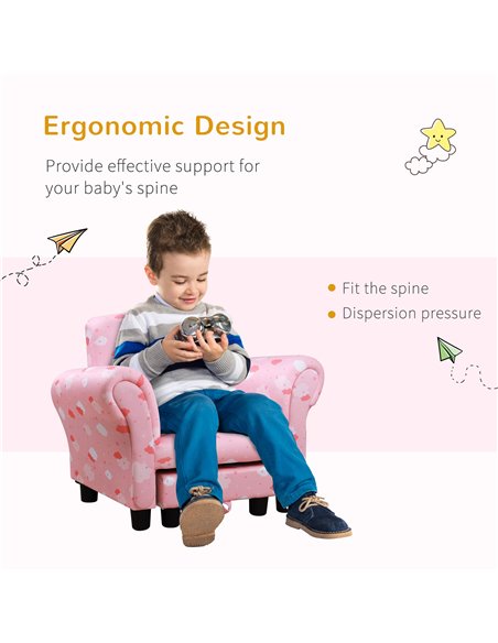 Homcom Kids Cloud-Design Chair with Footrest, Pink - pic 17096 | FastDaddyshop