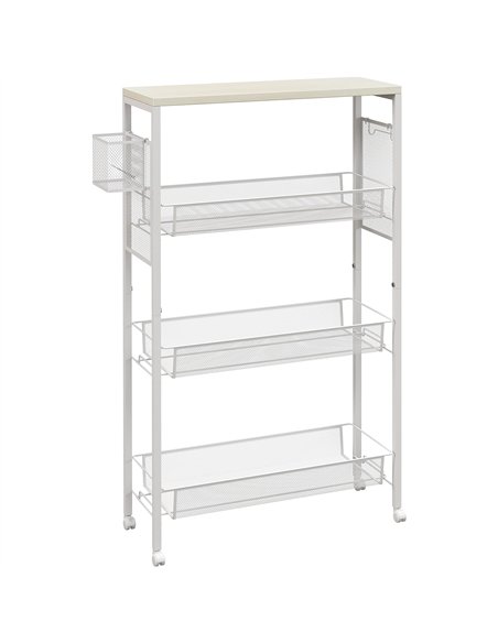 HOMCOM 3-Tier Kitchen Cart with 3 Steel Wire Baskets - White - pic 170961 | FastDaddyshop