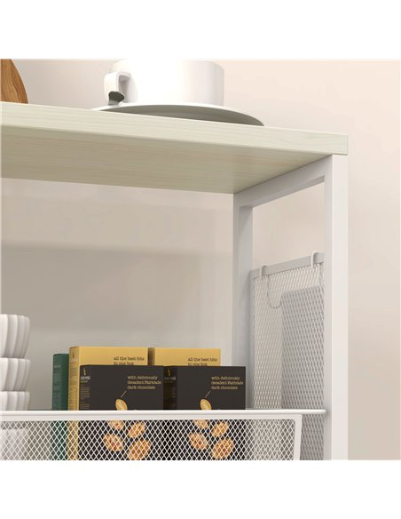 HOMCOM 3-Tier Kitchen Cart with 3 Steel Wire Baskets - White - pic 170967 | FastDaddyshop