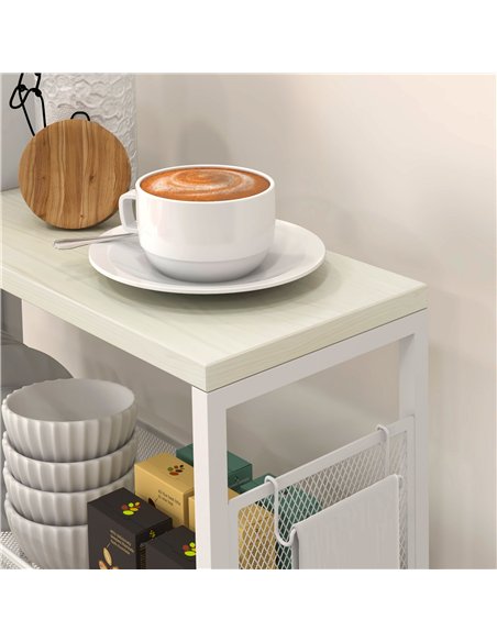 HOMCOM 3-Tier Kitchen Cart with 3 Steel Wire Baskets - White - pic 170968 | FastDaddyshop