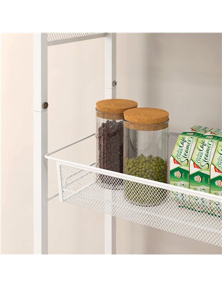 HOMCOM 3-Tier Kitchen Cart with 3 Steel Wire Baskets - White - pic 170969 | FastDaddyshop