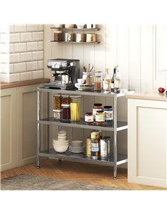 HOMCOM 3-Tier Bakers Rack with Storage, Stainless Steel Microwave Stand with Adjustable Shelves for Small Spaces, Kitchen Storag 2